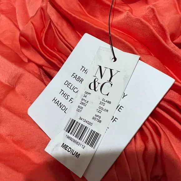 Dream Coral Pleated Satin One Shoulder Dream Destination Midi Dress NWT NY&C M - Picture 13 of 13